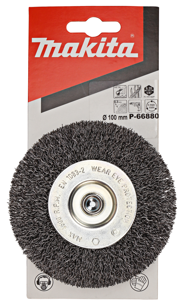 Щетка проволочная дисковая (100 мм, 6 мм) Makita P-66880