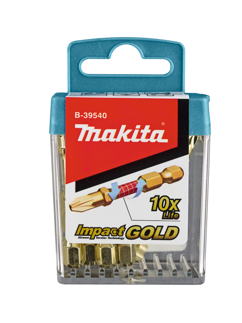 Бита Impact Gold PZ2, 50 мм, E-form, 10 шт Makita B-39540