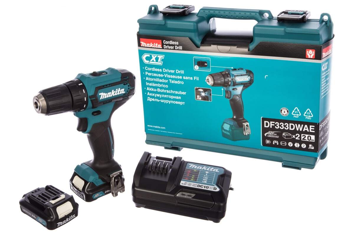 Аккумуляторная дрель-шуруповерт CXT 12 В Makita DF333DWAE