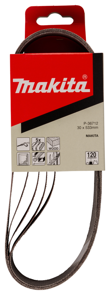 Лента шлифовальная 30х533 мм, P120, 5 шт Makita P-36712