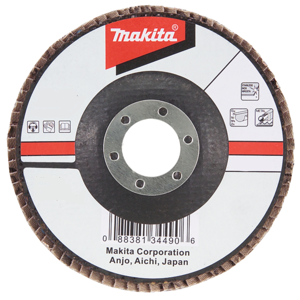 Лепестковый шлифовальный диск С40, 125 мм, стекловолокно, угловой Makita D-28335 Лепестковый шлифовальный диск С40, 125 мм, стекловолокно, угловой Makita D-28335