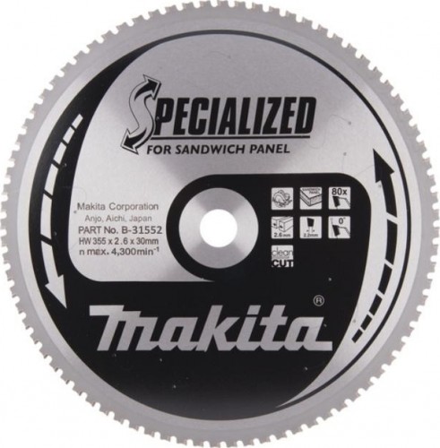 Пильный диск для сэндвич-панелей 355X30X2.2X80T Makita B-31522