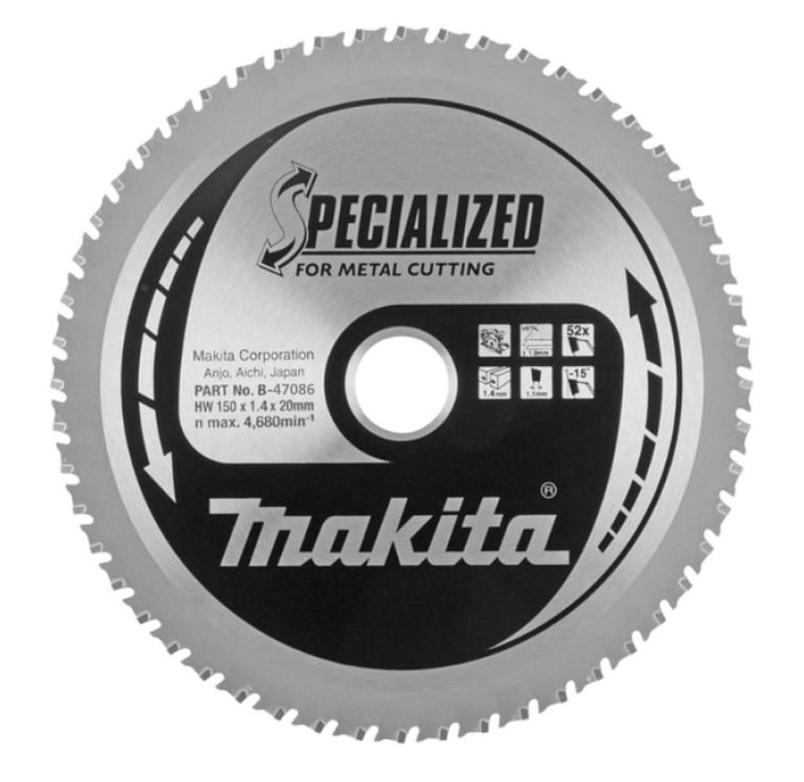 Пильный диск для аккумуляторных пил по металлу 150X20X1.1X52T Makita B-47086