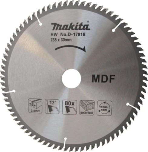 Пильный диск для дерева и МДФ 235X30/25X2.8X80T STANDART Makita D-17918