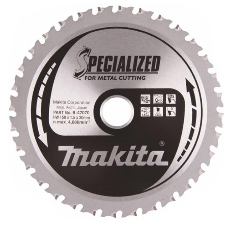 Пильный диск для аккумуляторных пил по металлу 150X20X1.2X32T Makita B-47070