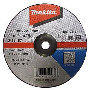 Диск шлифовальный по металлу Makita 230x22,23x6 мм D-18487 Диск шлифовальный по металлу Makita 230x22,23x6 мм D-18487