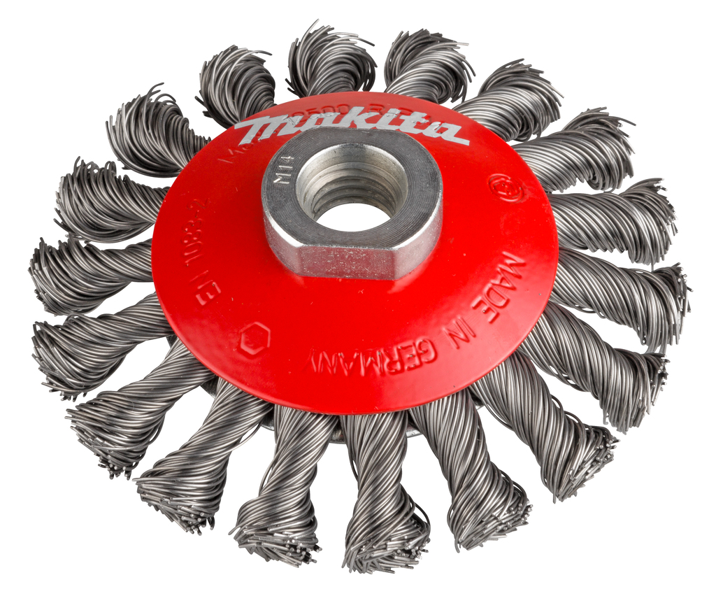 Щетка проволочная конусная (100 мм, толщина проволоки 0,5 мм, M14) Makita P-04494 Щетка проволочная конусная (100 мм, толщина проволоки 0,5 мм, M14) Makita P-04494