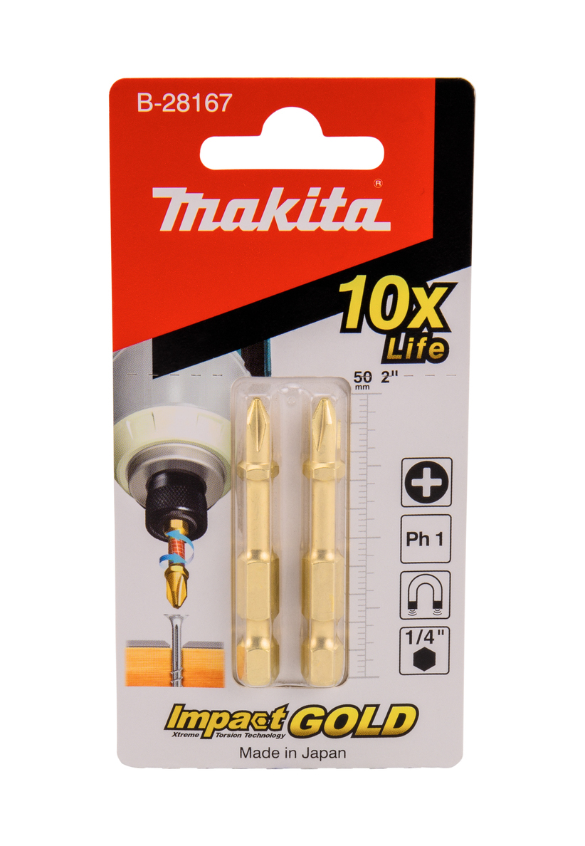 Бита Impact Gold PH1, 50 мм, E-form (MZ), 2 шт Makita B-28167