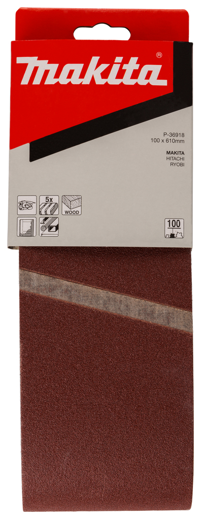 Лента шлифовальная 100х610 мм, K100, 5 шт Makita P-36918