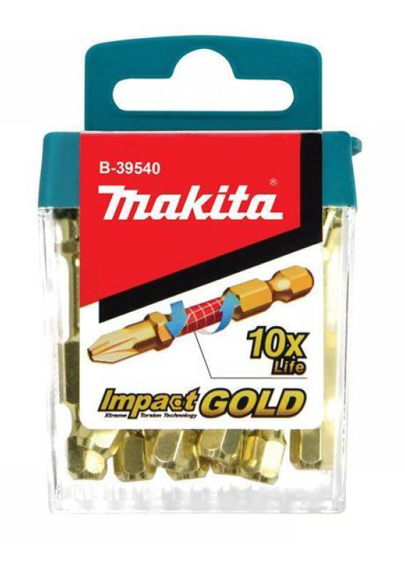 Набор насадок Impact Gold PZ, 50 мм, E-form (MZ) (10 шт в наборе, в упаковке 10 наборов) Makita B-39 — B-39540-10