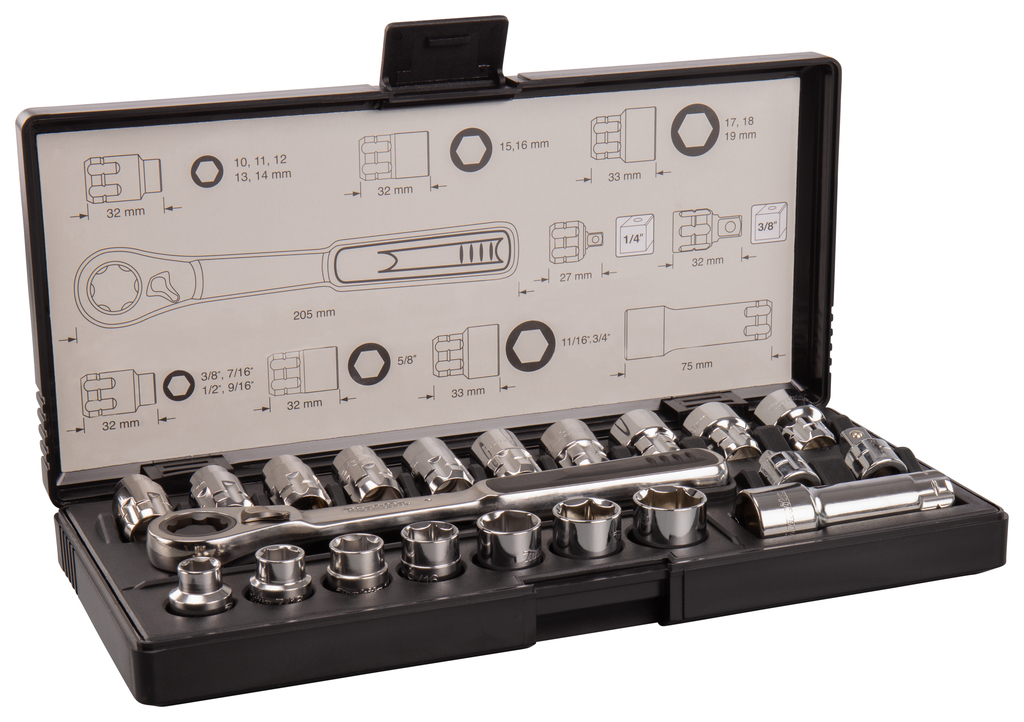 Набор ключей и проходных головок 21 предмет Makita B-65604