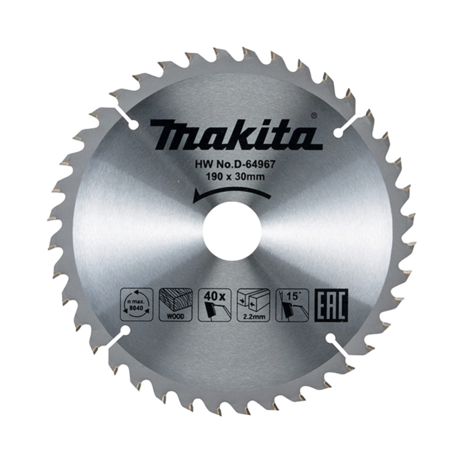Пильный диск для дерева 190x30x1.4x40T Makita D-64967 Пильный диск для дерева 190x30x1.4x40T Makita D-64967